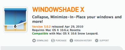 Windowshade 5.0.2 Announcment; Compatiable with OS X v. 10.6